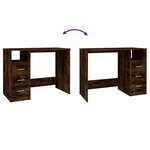 Bureau table poste de travail meuble d'ordinateur informatique étude avec tiroirs chêne fumé 102 x 50 x 76 cm bois d'ingénierie brun 02_0023466