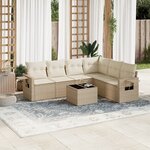 vidaXL Salon de jardin avec coussins 7 Pièces beige résine tressée