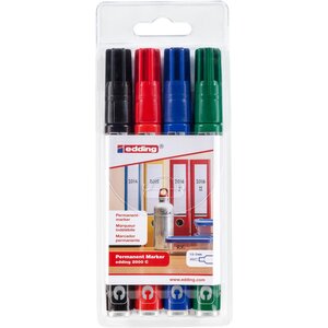 Etui de 4 Marqueurs Permanent 2000 C Corps Alu Pointe ROnde 1 5-3 mm Assorti EDDING
