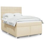 vidaXL Sommier à lattes de lit avec matelas Crème 160x200 cm Tissu