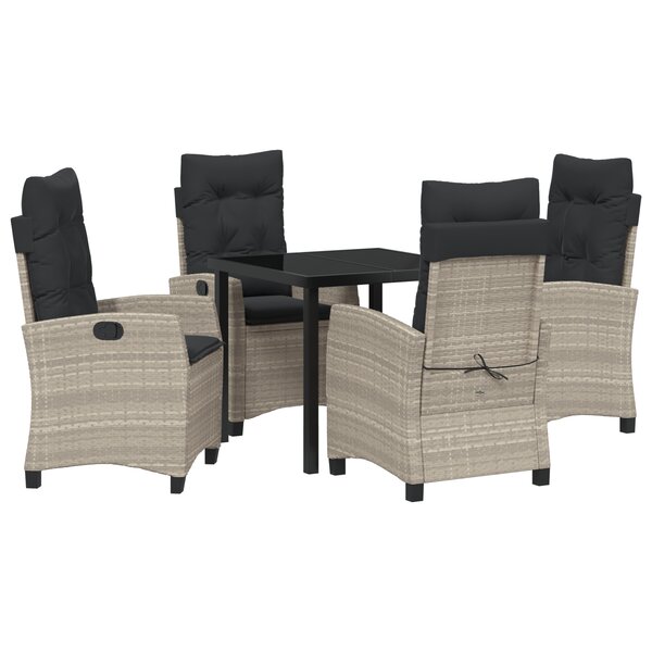 vidaXL Ensemble de salle à manger de jardin 5 pièces avec coussins Gris clair Poly Rattan