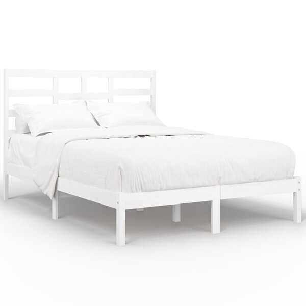 vidaXL Cadre de lit Blanc Bois massif 120x190 cm Petit double