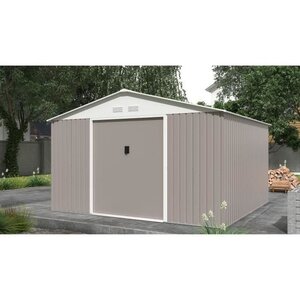 Abri de jardin en métal 10 85 m² - 340 x 319 x 210 cm - Kit d'ancrage inclus - Taupe