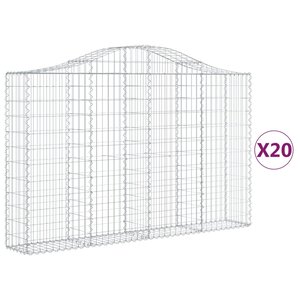 vidaXL Paniers à gabions arqués 20 Pièces 200x30x120/140 cm Fer galvanisé