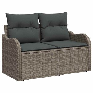 vidaXL Ensemble de canapé de jardin 10 Pièces Gris polyrotin
