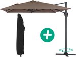 Parasol jardin déporté Alu "Sun 4" - Rectangle - 3 x 4 m + Housse de protection - Taupe