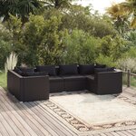 vidaXL Salon de jardin 6 Pièces avec coussins résine tressée noir