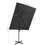 vidaXL Parasol déporté à double toit Anthracite 250x250 cm