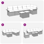 vidaXL Ensemble de Canapés de Jardin 7 Pièces avec Coussins Noir Poly Rattan