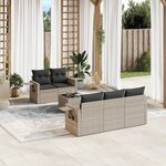 vidaXL Salon de jardin 6 Pièces avec coussins gris clair résine tressée