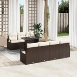 Ensemble de canapé de jardin en 8 pièces avec coussins marron poly rotin