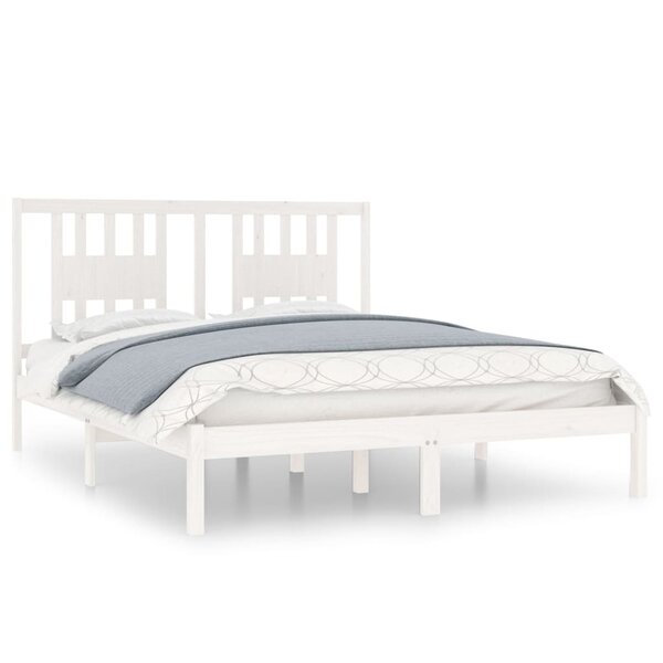 vidaXL Cadre de lit Blanc Bois de pin massif 140x200 cm