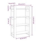 vidaXL Bibliothèque/Séparateur de pièce Gris 80x35x125 cm Pin massif
