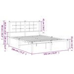vidaXL Cadre de lit métal avec tête de lit noir 135x190 cm