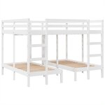 vidaXL Lit superposé triple blanc 140x200/70x140 cm bois de pin massif