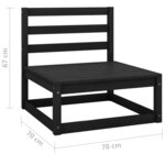 vidaXL Canapés centraux de jardin 3 Pièces noir bois de pin massif