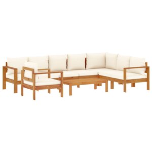 vidaXL Salon de jardin avec coussins 6 Pièces bois d'acacia solide