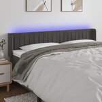 vidaXL Tête de lit à LED Gris foncé 163x16x78/88 cm Velours