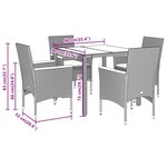 vidaXL Ensemble à manger de jardin et coussins 5 Pièces beige rotin verre
