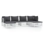 vidaXL Salon de jardin avec coussins 6 Pièces blanc acier