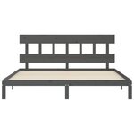 vidaXL Cadre de lit avec tête de lit gris 200x200 cm bois massif