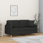 vidaXL Canapé 2 places avec oreillers décoratifs noir 140 cm tissu