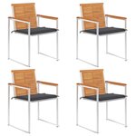 vidaXL Chaises de jardin 4 Pièces avec coussins Bois d'acacia massif