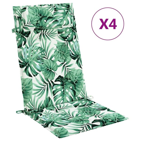 vidaXL Coussins de chaise à dossier haut lot de 4 modèle de feuille