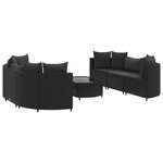 vidaXL Salon de jardin 7 Pièces avec coussins noir résine tressée