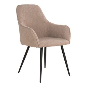 2 chaises de salle à manger en polyester bouclé beige avec pieds noirs