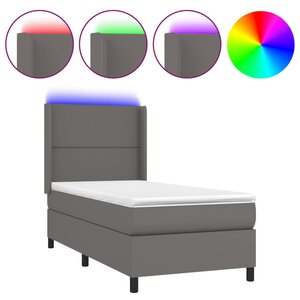 vidaXL Sommier à lattes de lit matelas LED Gris 90x190 cm Similicuir