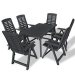 vidaXL Ensemble à manger d'extérieur 7 Pièces Plastique Anthracite