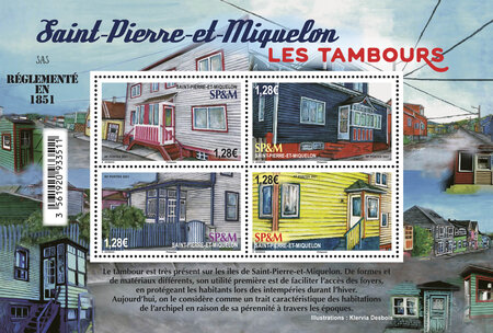 Bloc de 4 timbres - Saint Pierre et Miquelon - Les Tambours - 2022