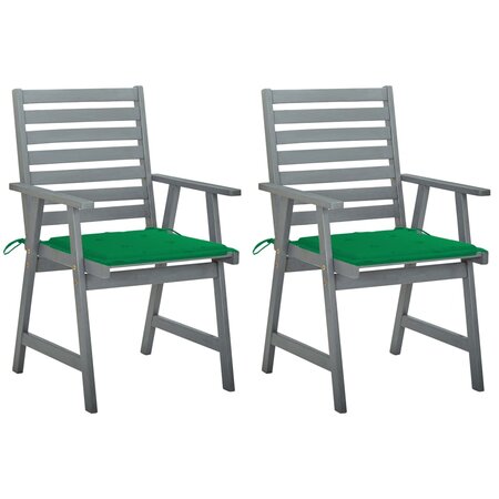 vidaXL Chaises à dîner d'extérieur 2 Pièces avec coussins Acacia massif