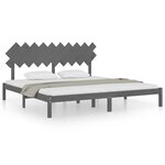 vidaXL Cadre de lit Gris 200x200 cm Bois massif
