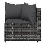 vidaXL Salon de jardin 3 Pièces avec coussins Gris Résine tressée