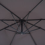 Parasol déporté octogonal inclinable manivelle pied acier Ø 3 x 2 5H m gris