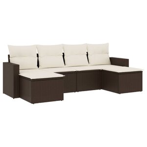 vidaXL Salon de jardin avec coussins 6 Pièces marron résine tressée