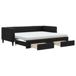 vidaXL Lit de jour avec gigogne et tiroirs noir 90x190 cm tissu