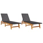 vidaXL Chaises longues lot de 2 noir/marron résine tressée/bois acacia