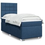 vidaXL Sommier à lattes de lit avec matelas Bleu 100x200 cm Tissu