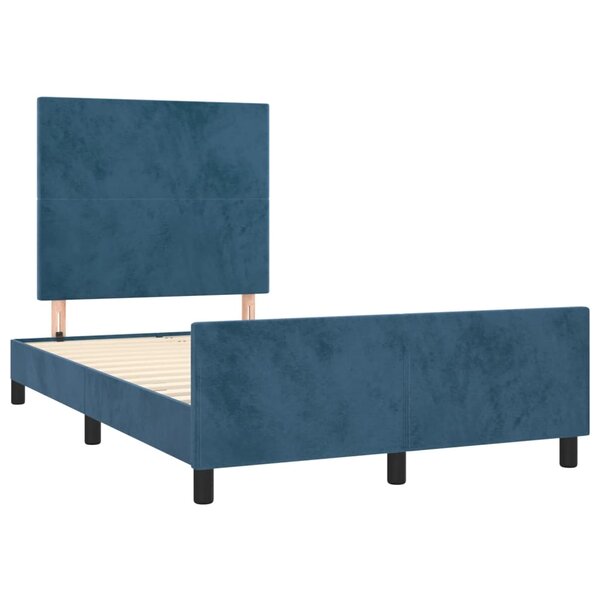 vidaXL Cadre de lit avec tête de lit bleu foncé 120x190 cm velours