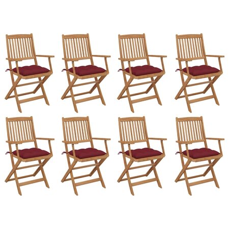 vidaXL Chaises pliables d'extérieur avec coussins 8 Pièces Bois d'acacia