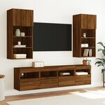 vidaXL Meuble TV mural avec lumières LED chêne marron 40x30x40 cm