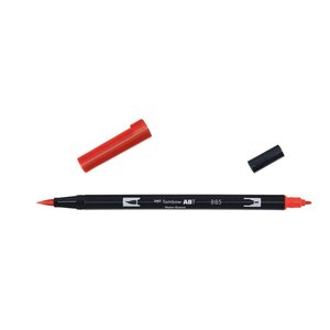 Feutre dessin double pointe abt dual brush pen 885 rouge chaud x 6 tombow