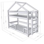 Lits cabane superposés KILI 90 x 200 verni