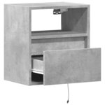 vidaXL Tables de chevet murales avec lumières LED 2 Pièces gris béton