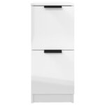 vidaXL Buffet Blanc brillant 30x30x70 cm Bois d'ingénierie