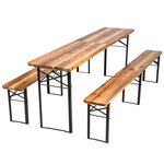 Tectake Table de jardin pliante 219 x 50,5 x 77,5 cm avec bancs