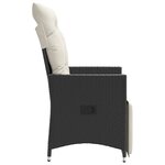 vidaXL Chaises inclinables de jardin lot de 2 et coussins noir rotin
